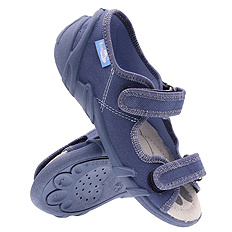 Kinder Textil Hausschuhe Sandalen mit Klettverschluss