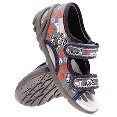 Kinder Textil Hausschuhe, Klettsandalen