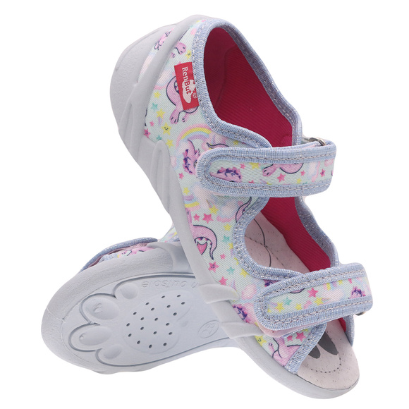 Kinder Textil Hausschuhe Sandalen mit Klettverschluss