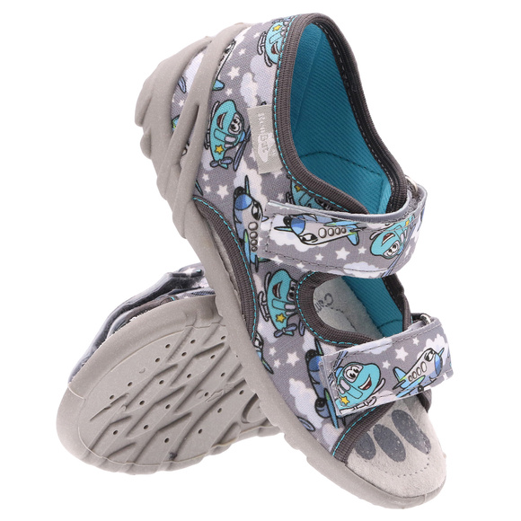 Kinder Textil Hausschuhe, Klettsandalen