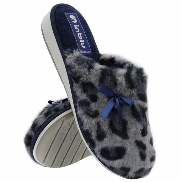 Damen Hausschuhe warme Hausschuhe Leopard Bow