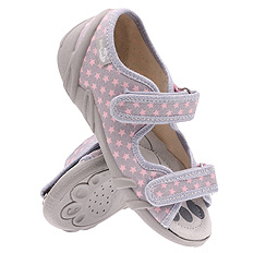 Kinder Textil Hausschuhe Sandalen mit Klettverschluss