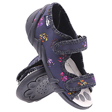 Kinder Textil Hausschuhe Sandalen mit Klettverschluss