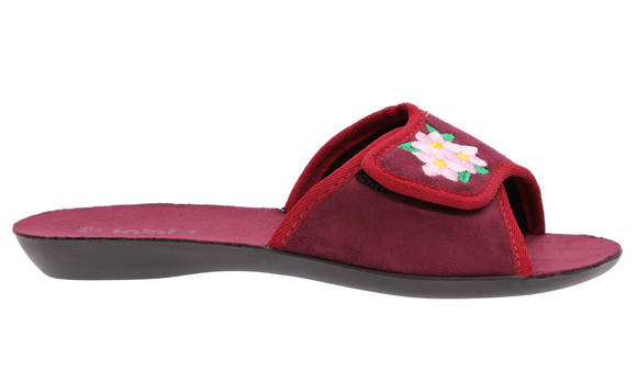 Niedrige Hausschuhe für Damen ohne Zehenpartie mit Klettverschluss