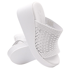 Damen-Schutz-Flip-Flops hoch durchbrochen auf einem Keil