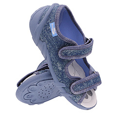 Kinder Textil Hausschuhe Sandalen mit Klettverschluss