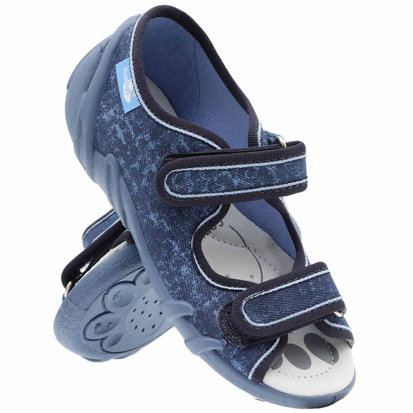 Kinder Textil Hausschuhe Sandalen mit Klettverschluss