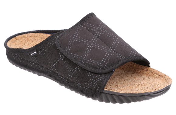 Herren Hausschuhe ohne Zehen, Hausschuhe mit Klettverschluss, Kork