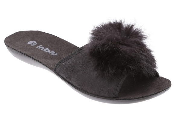 Hausschuhe Damen niedrig Pompon Hausschuhe