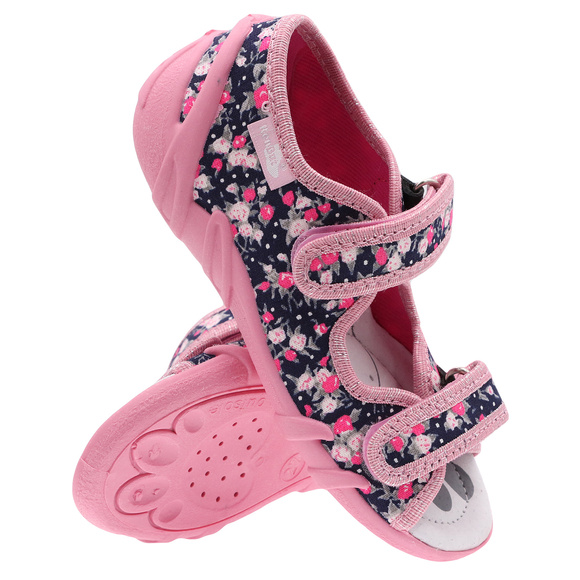 Kinder Textil Hausschuhe Sandalen mit Klettverschluss