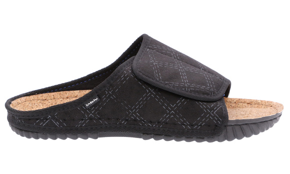 Herren Hausschuhe ohne Zehen, Hausschuhe mit Klettverschluss, Kork