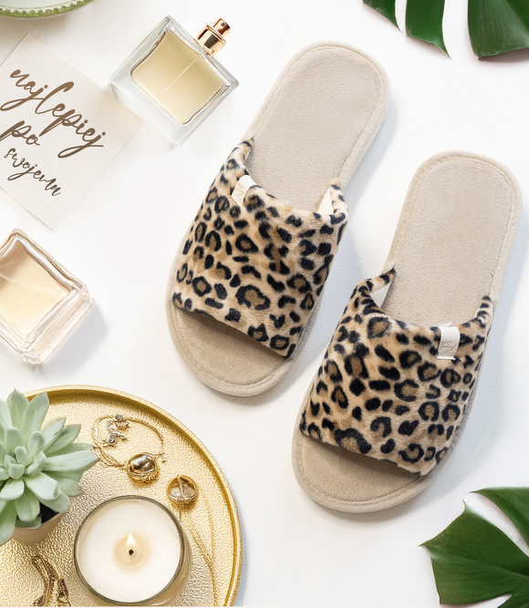 Damen Hausschuhe Hausschuhe mit offener Spitze in Leopardenmuster