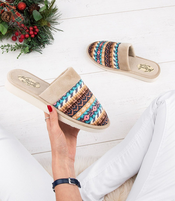 Damen-Hausschuhe mit norwegischem Muster