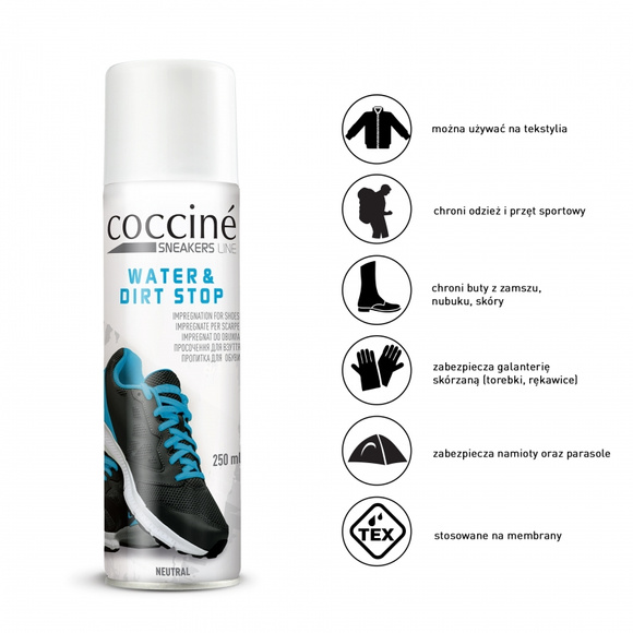 COCCINE WATER&DIRT STOP Sprühbare Imprägnierung für Turnschuhe 250 ml
