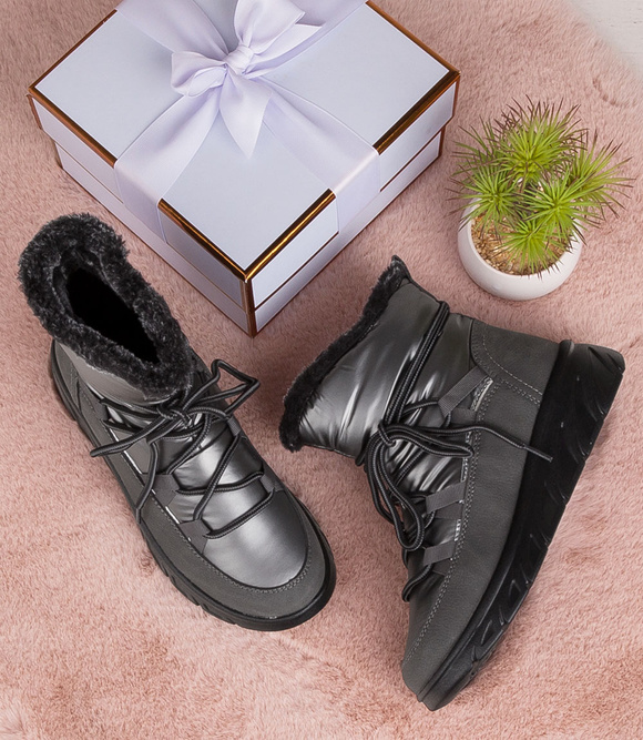 Damen Winterschneestiefel zum Schnüren mit Reißverschluss