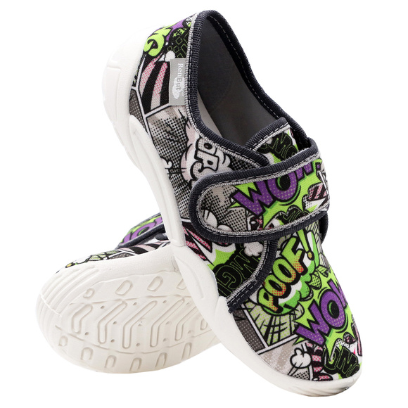 Kinder-Textilhausschuhe mit Klettverschluss