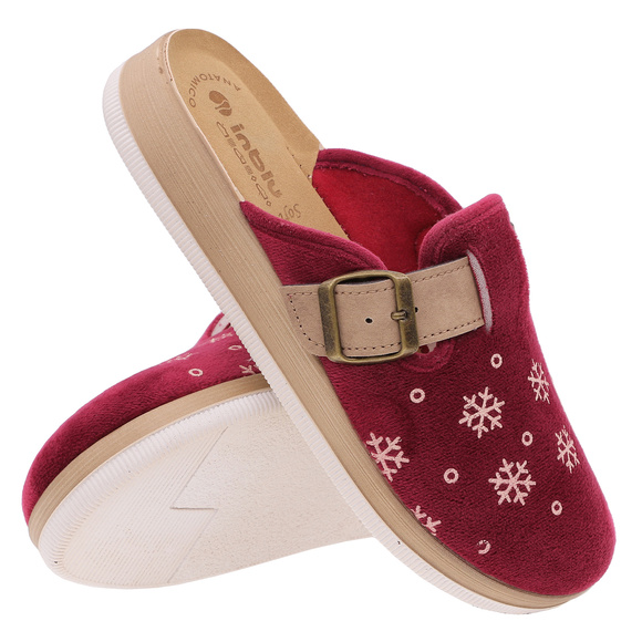 Damenpantoffeln warme Hausschuhe Schneebälle