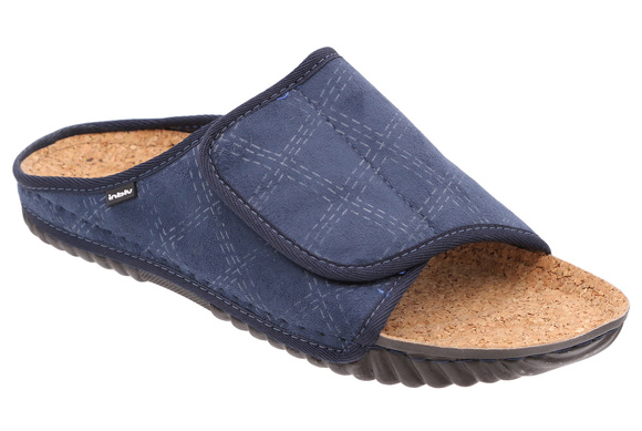 Herren Hausschuhe ohne Zehen, Hausschuhe mit Klettverschluss, Kork