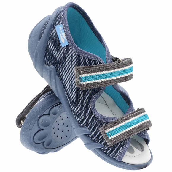 Kinder Textil Hausschuhe Sandalen mit Klettverschluss