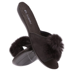 Hausschuhe Damen niedrig Pompon Hausschuhe