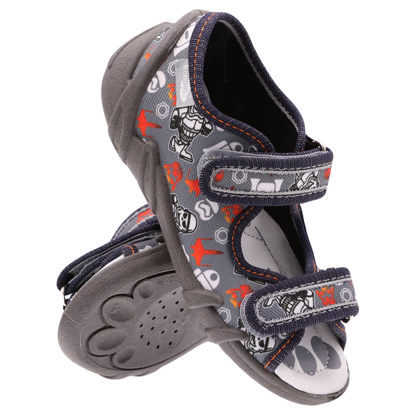 Kinder Textil Hausschuhe Sandalen mit Klettverschluss