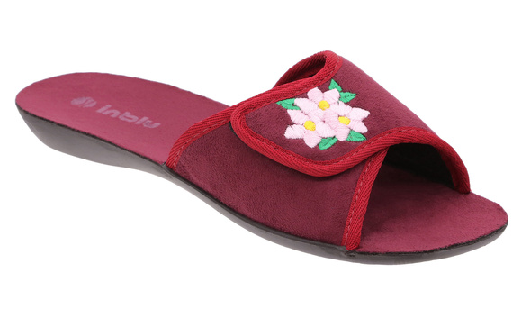 Niedrige Hausschuhe für Damen ohne Zehenpartie mit Klettverschluss