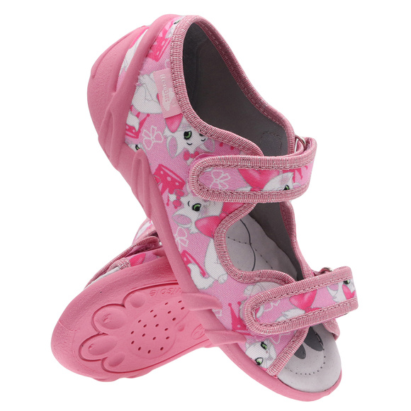 Kinder Textil Hausschuhe Sandalen mit Klettverschluss