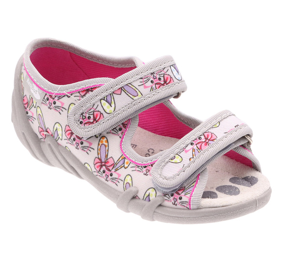 Kinder Textil Hausschuhe Sandalen mit Klettverschluss